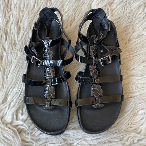 Donald Pliner Fritz Black Patent Leather Gladiator Platform Sandals EUC Size 6.5 - Picture 4 of 10